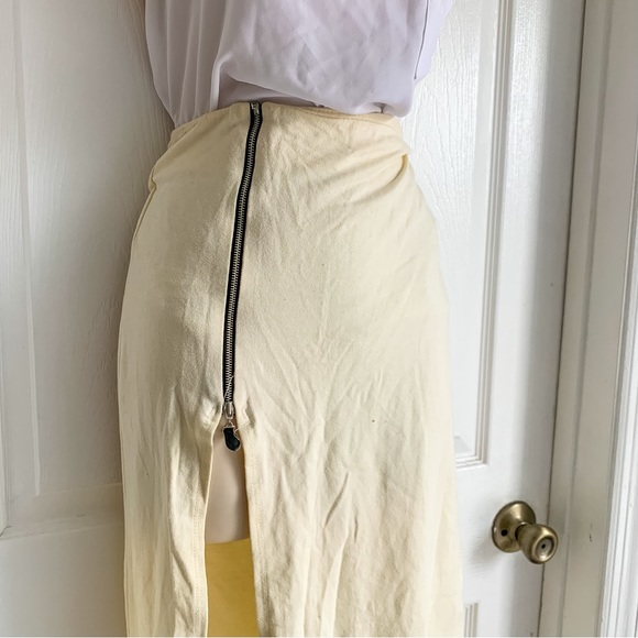 Cream Maxi Skirt with High Slit - Picture 4 of 5
